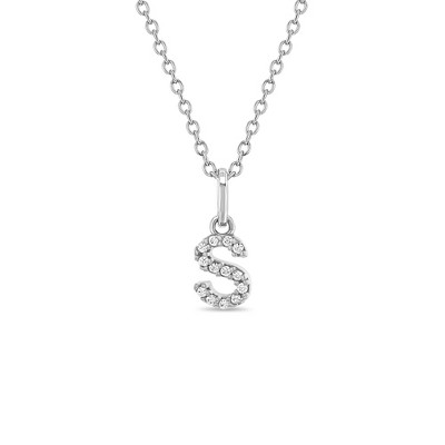 Girls' Cubic Zirconia Letter Sterling Silver Necklace - In Season Jewelry