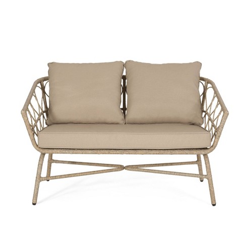 Woven loveseat with online cushion