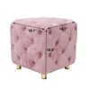 FONTOI Modern Velvet Upholstered Ottoman, Square Foot Stool, Dressing Makeup Chair, End Table for Living Room Bedroom, Pink, 18.1"*18.9"*18.1" - 3 of 4
