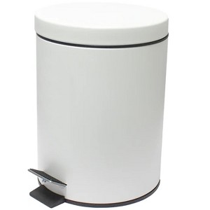 Home Mart Goods 10" Tall Matte White Step Garbage Can with Removable Inner Bucket, Soft-Close Metal Waste Basket with Foot Pedal - 1 of 4