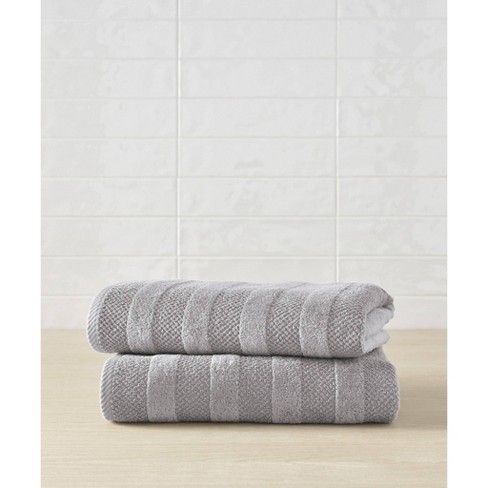 2pk Quick Dry Ribbed Bath Towel Set Light Gray - Threshold™