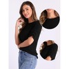 Allegra K Women's Half Sleeve Boat Neck Stretchy Basic Summer Casual Shirt - 2 of 4