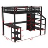 Metal Full Loft Bed with Wardrobe, Full Size Loft Bed with L Shaped Desk and USB for Kids Teens Adults, Black - 4 of 4