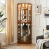 Syemin Decorative Storage Cabinets 6 Shelf Corner Curio Display Cabinet, Accent Storage Cabinet, Bar Glass Storage Cabinets, Brown, 26"*19.5"*72" - 3 of 4