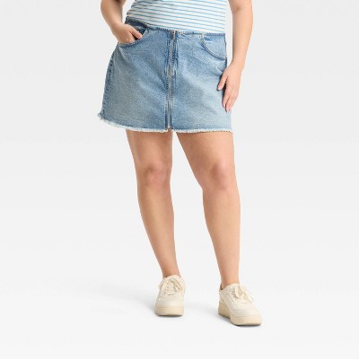 Women's Low-Rise Zip-Front Denim Mini Skort - Wild Fable™