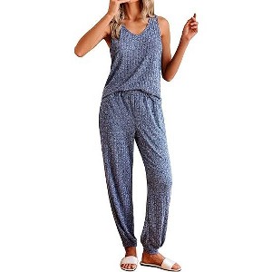 Ekouaer Women's Pajamas Sleeveless Summer Lounge Set Ribbed Knit Pj Loungewear Soft Tank Sleepwear Nightwear - 1 of 4
