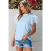 Amaryllis Women's Ruffle Sleeve Blouse Eyelet Layered Sleeves Round Neck Relaxed Fit - 4 of 4