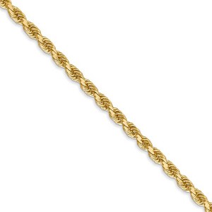 Black Bow Jewelry 3.25mm, 14k Yellow Gold, Diamond Cut Solid Rope Chain Necklace - 1 of 4