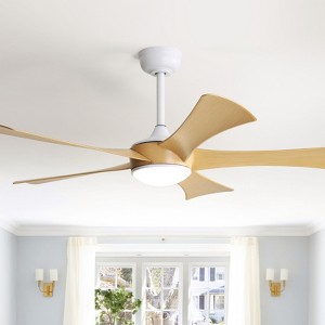 52 Inch High CFM Modern Ceiling Fan with Lights and Remote for Bedroom Living Room Farmhouse Patio Porch Reversible DC Motor Noiseles - 1 of 4