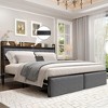 Queen Size Bed Frame with Storage Headboard and 2 Drawers, Platform Metal Queen Bed Frame with LED Lights and Charging Station - 3 of 4