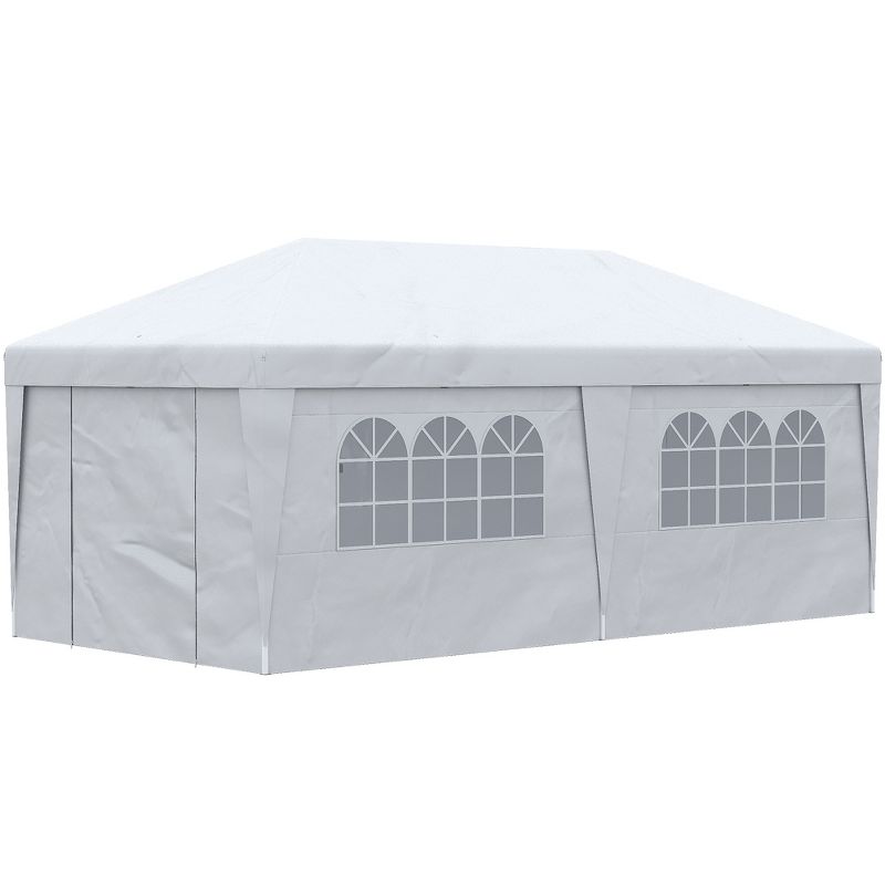Outsunny 19' x 10' Large Party Tent, Height Adjustable Pop Up Canopy with Weight Bags and Wheeled Carry Bag, 4 of 7