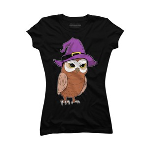 Junior's Design By Humans Owl Witch Halloween T Shirt By thebeardstudio T-Shirt - 1 of 3