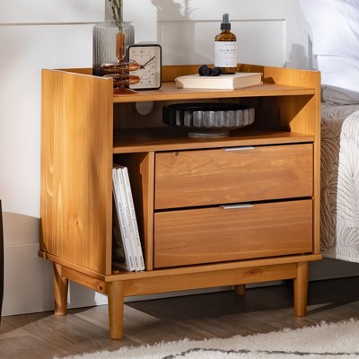 NicBex 2 Drawers Nightstand with Tray Top Design,Bedside Table with Vertical Open Storage Space,Modern Side Table for Bedroom