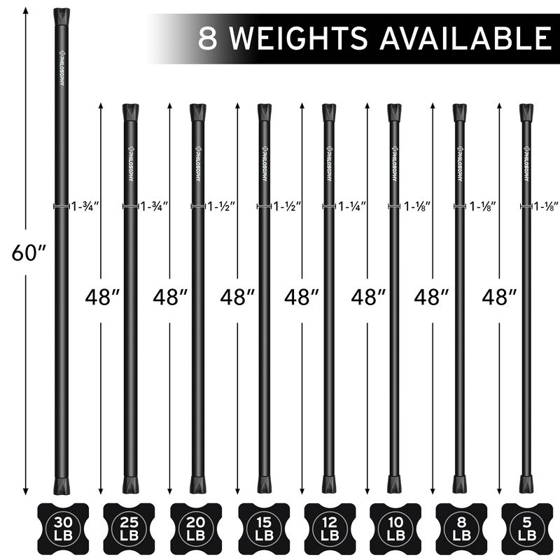 Philosophy Gym Workout Weighted Bar - Padded Workout Body Toning Aerobic Exercise Bar, 4 of 8