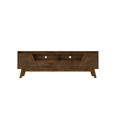 Marcus Mid-Century Modern 4 Shelf TV Stand for TVs up to 70" Rustic Brown - Manhattan Comfort: Entertainment Center with Storage