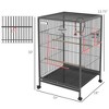 Akoasm 55 Inch Metal Parakeets Budgies Bird Cage & Bird House With Stainless Steel Bowls, Removable Tray-Gray - 2 of 4