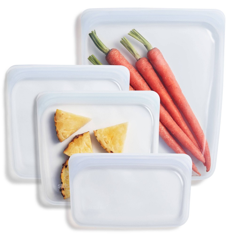 stasher Premium Silicone Reusable Food Storage Bags Lunch Starter Kit - 4pk - Clear