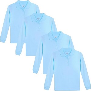 Studio 3 Little/Big Girl's 4-Pack Long Sleeve Soft Jersey Polo Uniform Shirts - 1 of 3