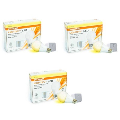 Sylvania Lightify LED Smart WIFI Connection Gateway A19 Bulb Starter Kit 3 Pack