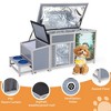 Sandinrayli Wooden Outdoor Insulated Dog House, Grey with Colorful Pattern - 4 of 4