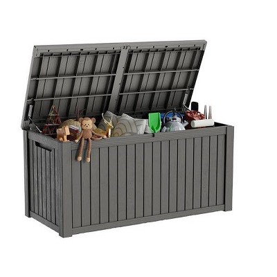 Sersper 180 Gallon Large Outdoor Storage XL Deck Box w/Divider for Patio Furnitur and Tools,Waterproof, Resin, Lockable, Light Gray