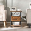 Tangkula Nightstand Bedside Sofa End Table w/ Charging Station Open Shelves & Drawer - 3 of 4
