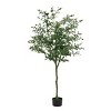 Faux Olive Tree 7Ft, Fake Black Olive Tree with Pot, Indoor Tall Artificial Plants for Living Room Home Office Store Indoor Outdoor Decor - 3 of 4