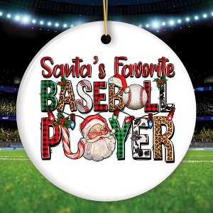 Santa's Favorite Baseball Player Plaid Christmas Theme Ornament| OrnamentallyYou - 1 of 4