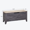 VECELO 18/30/43" Storage Ottoman Wooden Bench with Wicker-Knot Cushions Toy Box Organizer with Safety Hinges Charcoal Gray/White - 3 of 4