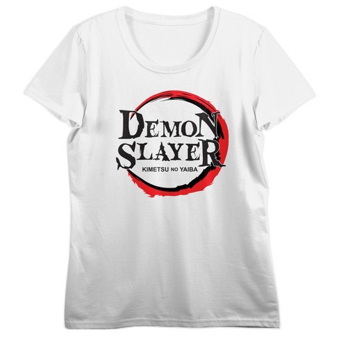 Demon Slayer Logo Crew Neck Short Sleeve Women's White T-shirt - image 1 of 3