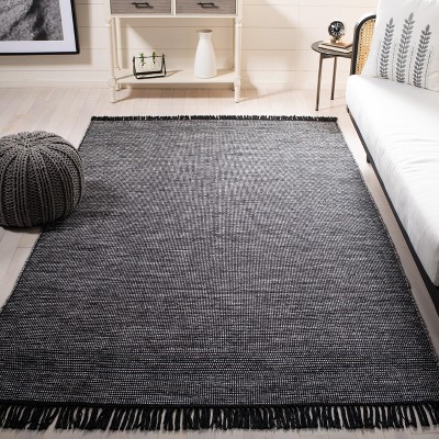 Charcoal Black Handwoven Cotton Flatweave 3' x 5' Rug