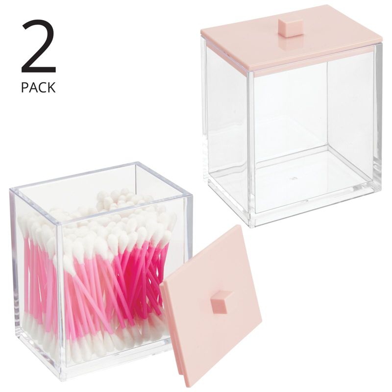 mDesign Plastic Rectangle Apothecary Storage Canister, 2 Pack, 2 of 10