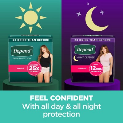 Depend Fresh Protection Adult Incontinence & Postpartum Underwear for Women - Maximum Absorbency - XL - Blush - 68ct