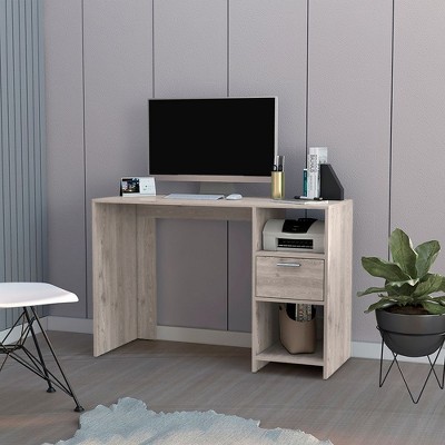 CAVINAS Home Office Desk Modern Writing Desk with 2 Open Shelves and Storage Drawer for Study, Office