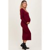 Pinkblush Burgundy Scoop Neck Long Sleeve Maternity Midi Dress - 3 of 4
