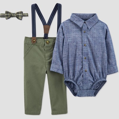 Carter's Just One You® Baby Boys' Top & Bottom Set with Bow-Tie - Green/Blue 3M