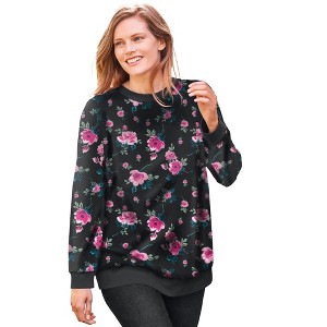 Woman Within Plus Size Printed Sweatshirt - 1 of 4
