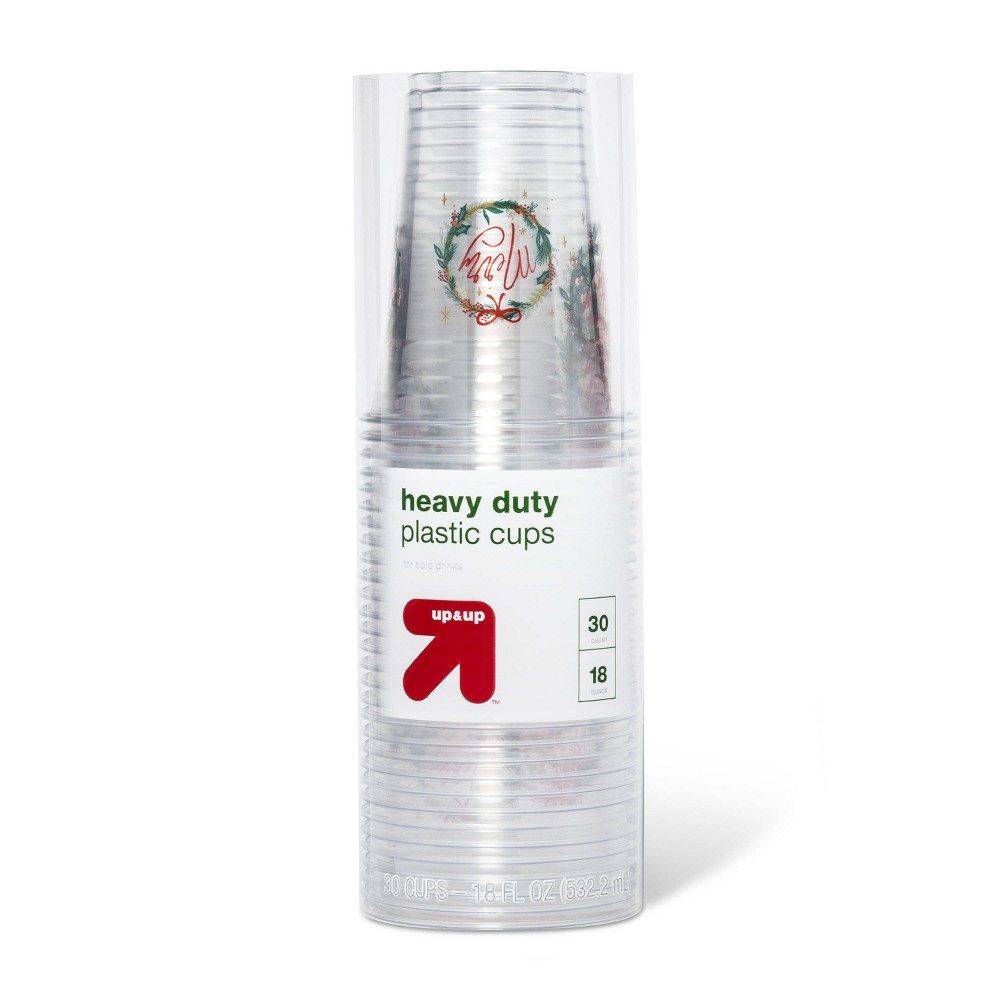 Holiday Disposable Drinkware Clear Cup - 16oz/30ct - up & up