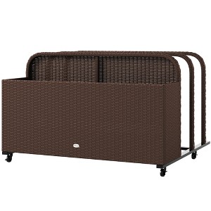 Aghana Digitals Brown PE Rattan 3-Section Outdoor Storage Cart with Wheels for Poolside, Garden & - 1 of 4