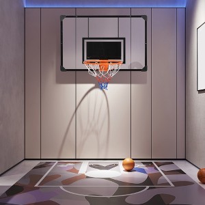 RISOKEYS Wall Mounted Basketball Hoop, 45" x 29" Shatter Proof Backboard, Durable Rim and All-Weather Net, for Indoor and Outdoor Use - 1 of 4