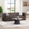 Elegant Dark Brown Upholstered 3-Seat Sofa with Tuxedo Design, Birch Wood Legs and Modern Block Silhouette for Living Room-Maison Boucle - 3 of 4