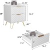CIPACHO 2-Piece Modern White Wood Night Stand Set with 2 Drawers Gold Legs for Bedroom Living Room - 2 of 4