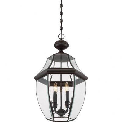 Medici Bronze 4-Light Outdoor Hanging Lantern with Clear Glass