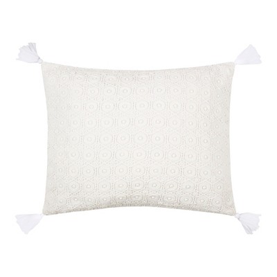 Sanira Taupe Floral Overlay Decorative Pillow - Levtex Home