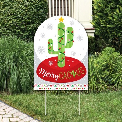 Big Dot of Happiness Merry Cactus - Party Decorations - Christmas Cactus Party Welcome Yard Sign