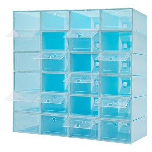 YIYIBYUS 24 Pack Plastic Stackable Foldable Shoe Storage Boxes - 1 of 4
