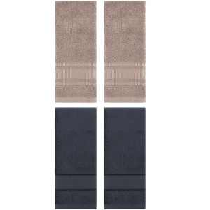 REGALWOVEN 4 Pcs Bathroom Decorative Cotton Soft Absorbent Sold Striped Hand Towel - 1 of 4