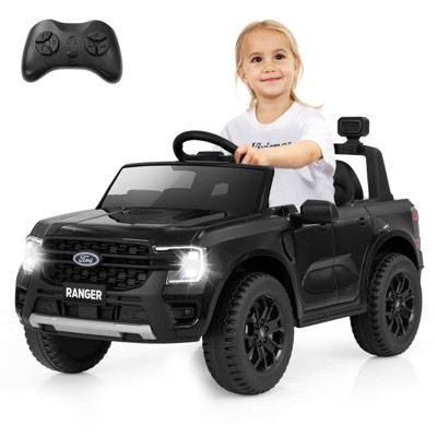 Infans 12V Licensed Ford Ranger Ride On Car for Kids, Spring Suspension, 3 Speeds, Horn, LED Lights, Powered Ride On Toy with Remote Control, Black