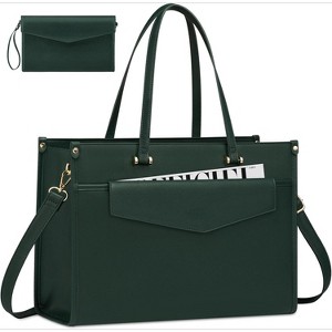 15.6'' Laptop Tote Purse 2-in-1 Professional Business Briefcase with Clutch Purse, Waterproof Leather - 1 of 4
