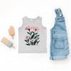 The Juniper Shop Pink Daisies Watercolor Toddler Tank - 5/6T - Heather Grey - 2 of 4